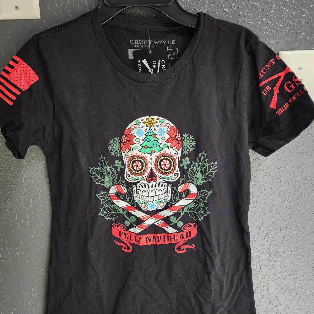 Grunt Style Black Skull Graphic T-Shirt